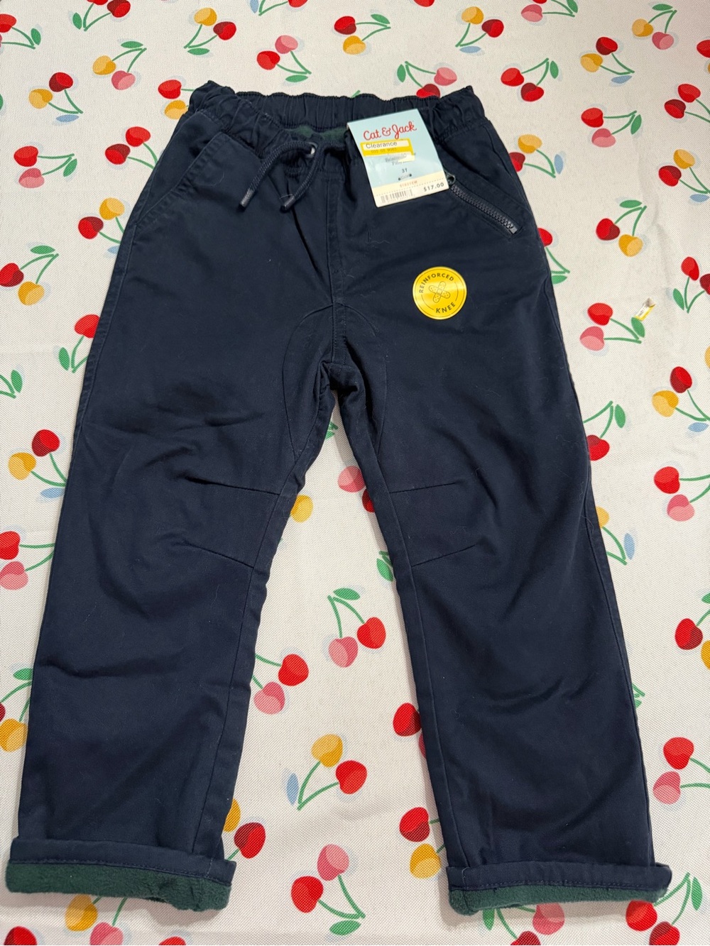 Cat & Jack Navy Fleece-Lined Jogger Pants with Yellow Patch